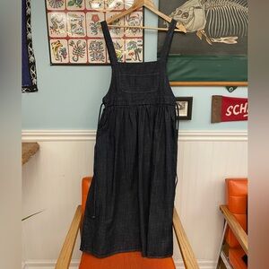 Olive clothing denim apron dress
